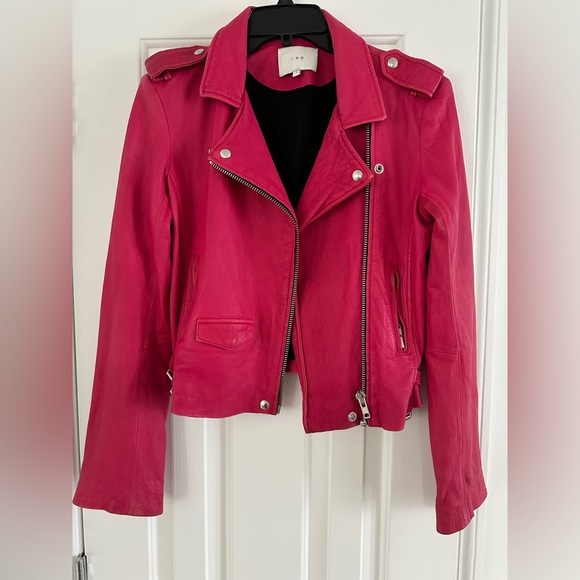 IRO Jackets & Blazers - IRO Pink Leather Moto Jacket